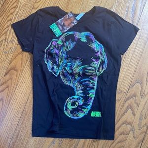 Black Elephant Neon Animal Planet T-shirt Graphic Tee